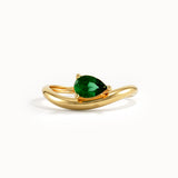 Pear Emerald Wave Engagement Ring - BRENNMORE 