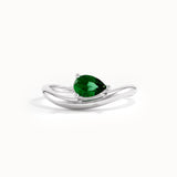 Pear Emerald Wave Engagement Ring