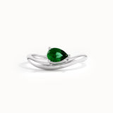 Pear Emerald Wave Engagement Ring - BRENNMORE 