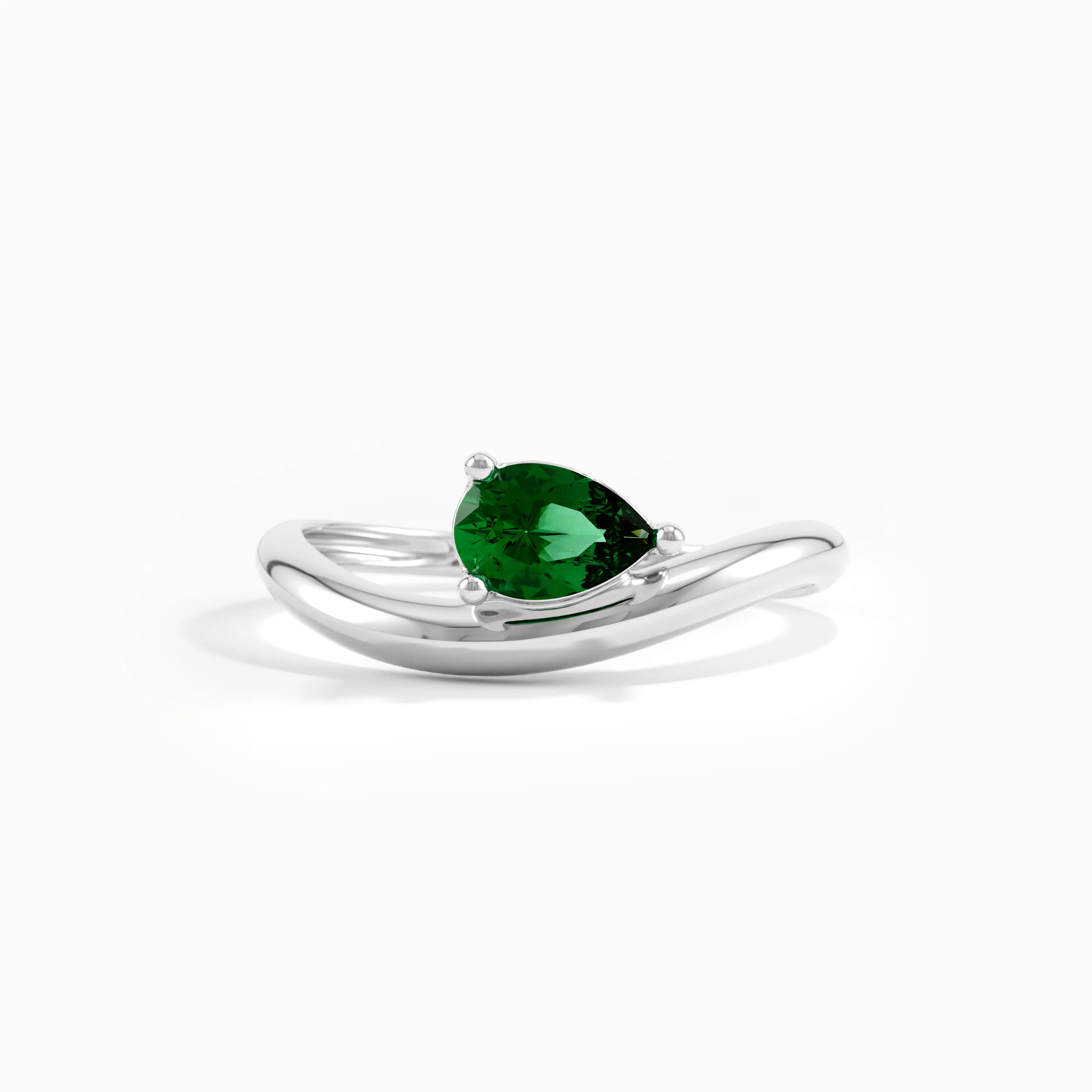 Pear Emerald Wave Engagement Ring - BRENNMORE 