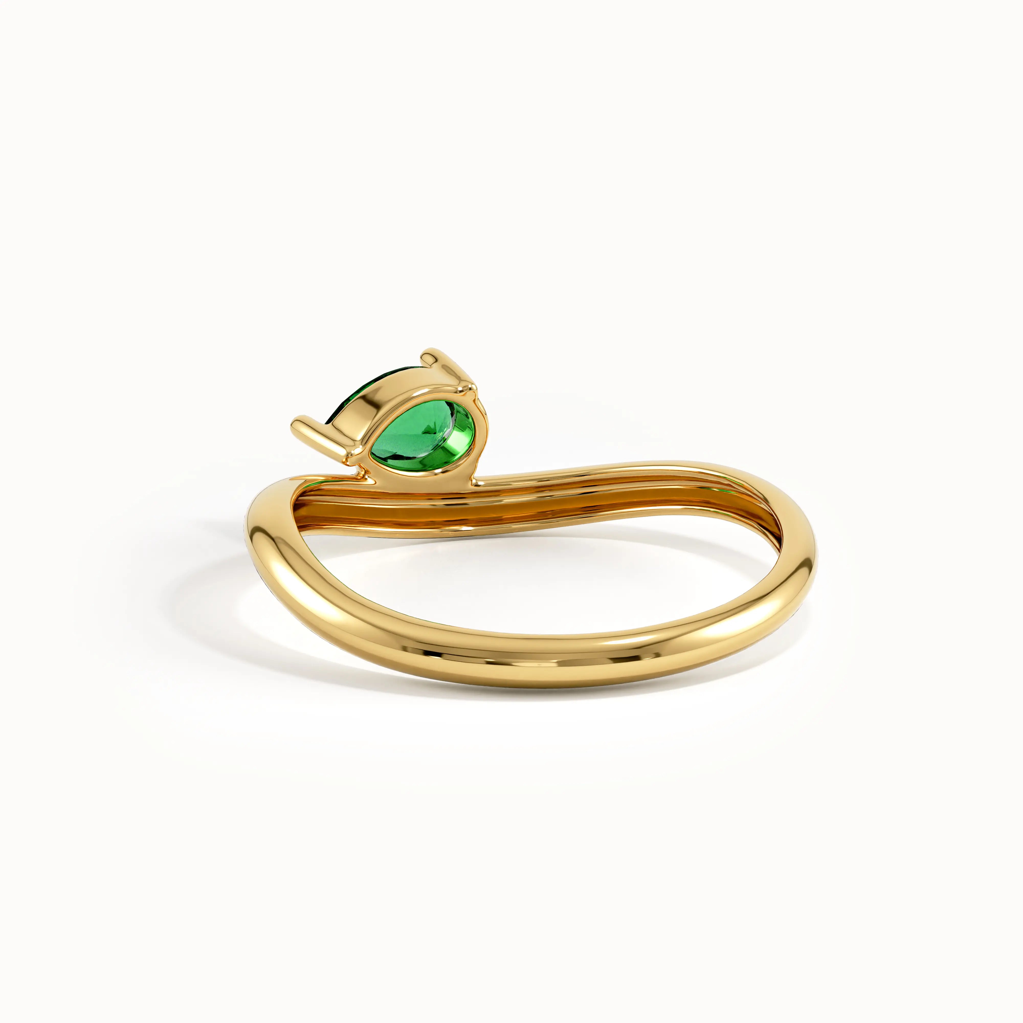 Pear Emerald Wave Engagement Ring - BRENNMORE 