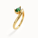 Pear Emerald Wave Engagement Ring - BRENNMORE 