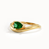 Pear Emerald Wave Engagement Ring - BRENNMORE 