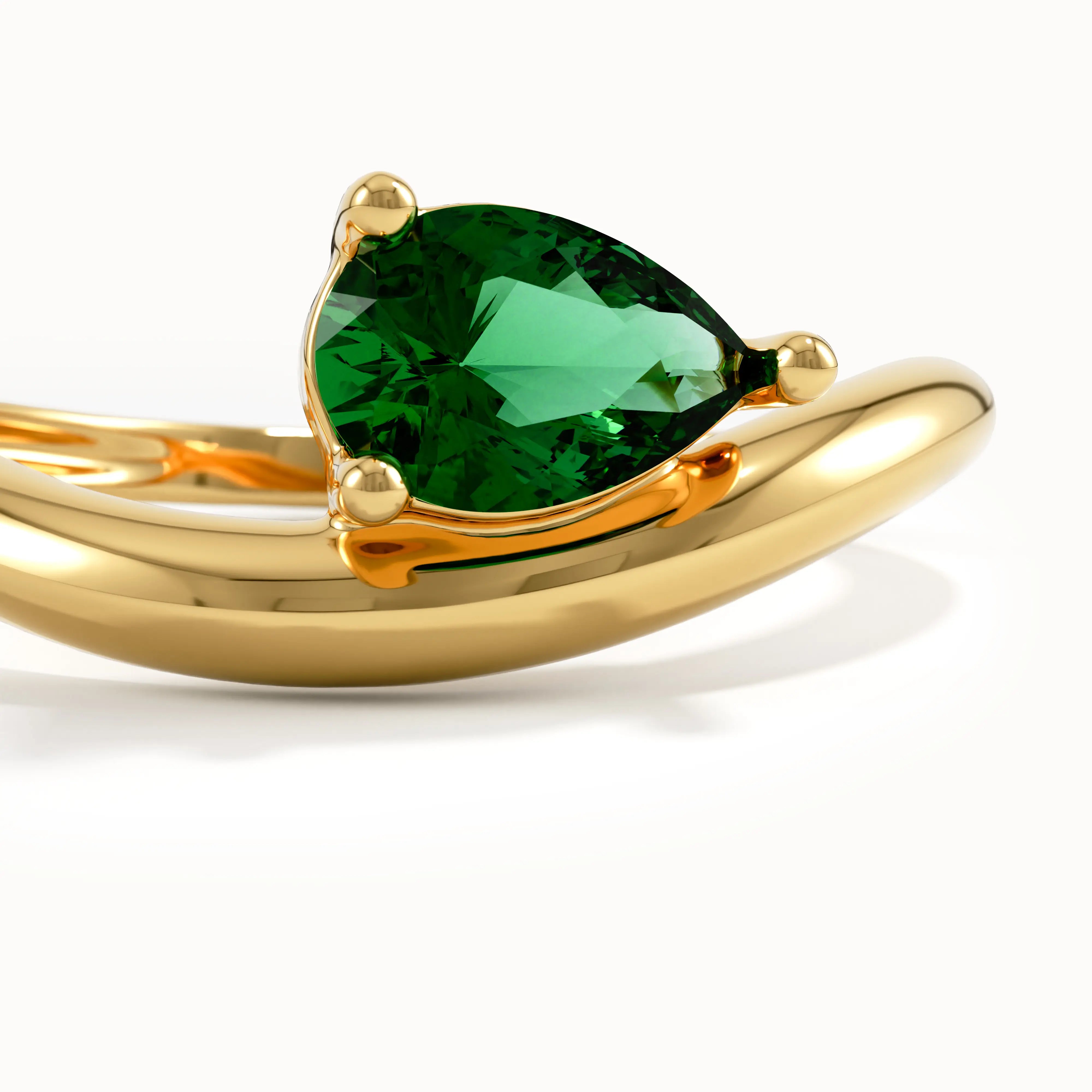 Pear Emerald Wave Engagement Ring - BRENNMORE 