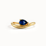 Pear Sapphire Wave Engagement Ring