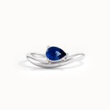 Pear Sapphire Wave Engagement Ring