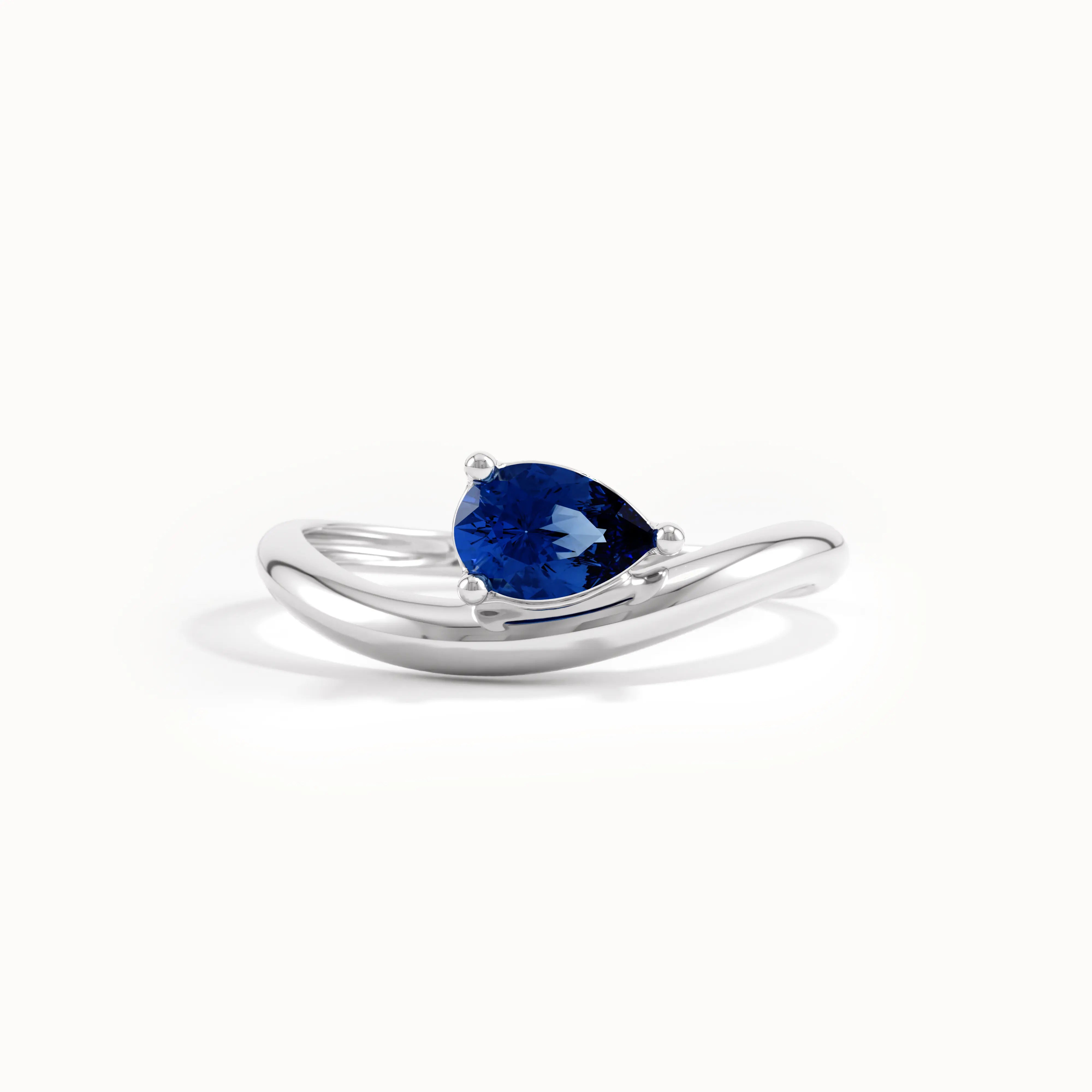 Pear Sapphire Wave Engagement Ring - BRENNMORE 