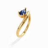 Pear Sapphire Wave Engagement Ring