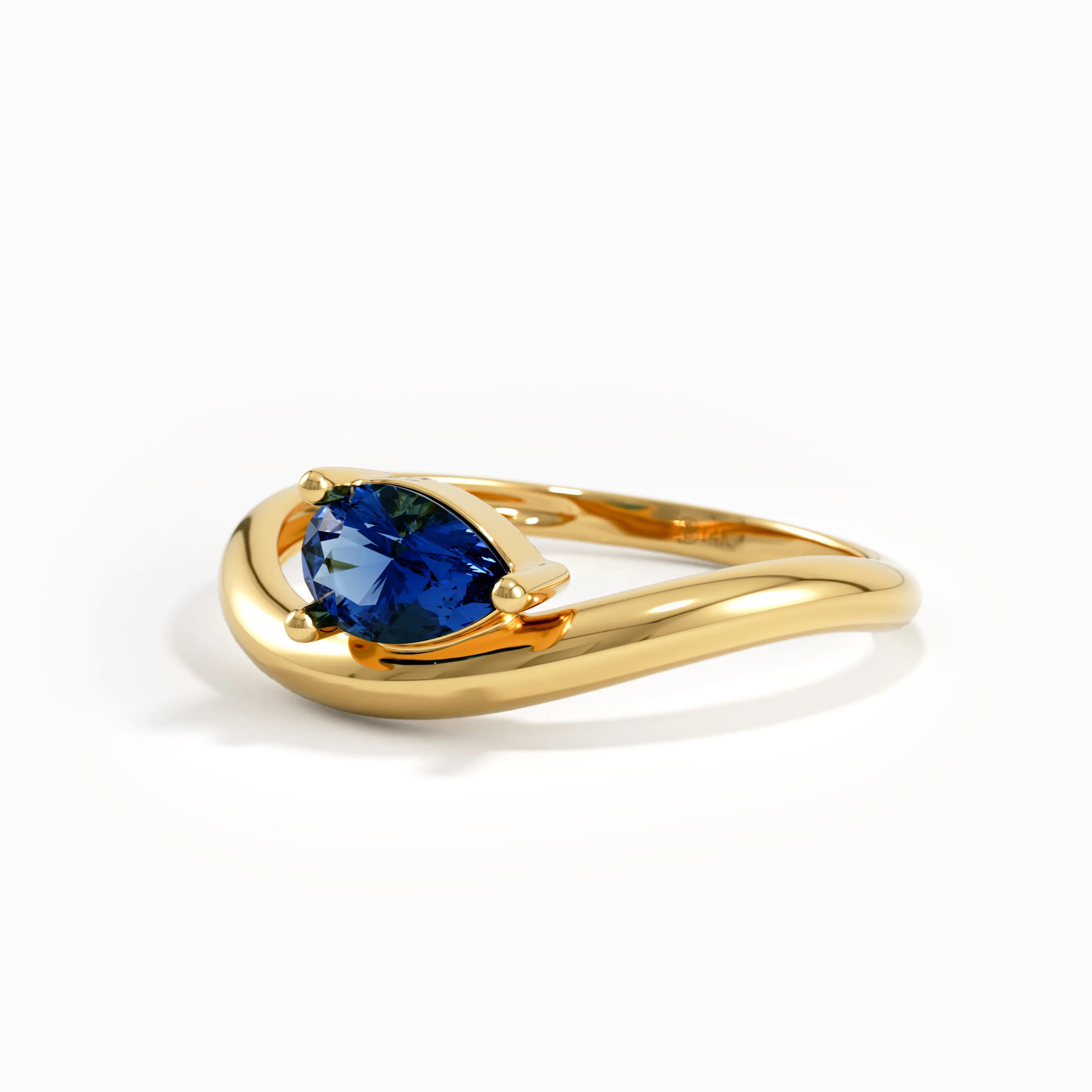 Pear Sapphire Wave Engagement Ring - BRENNMORE 