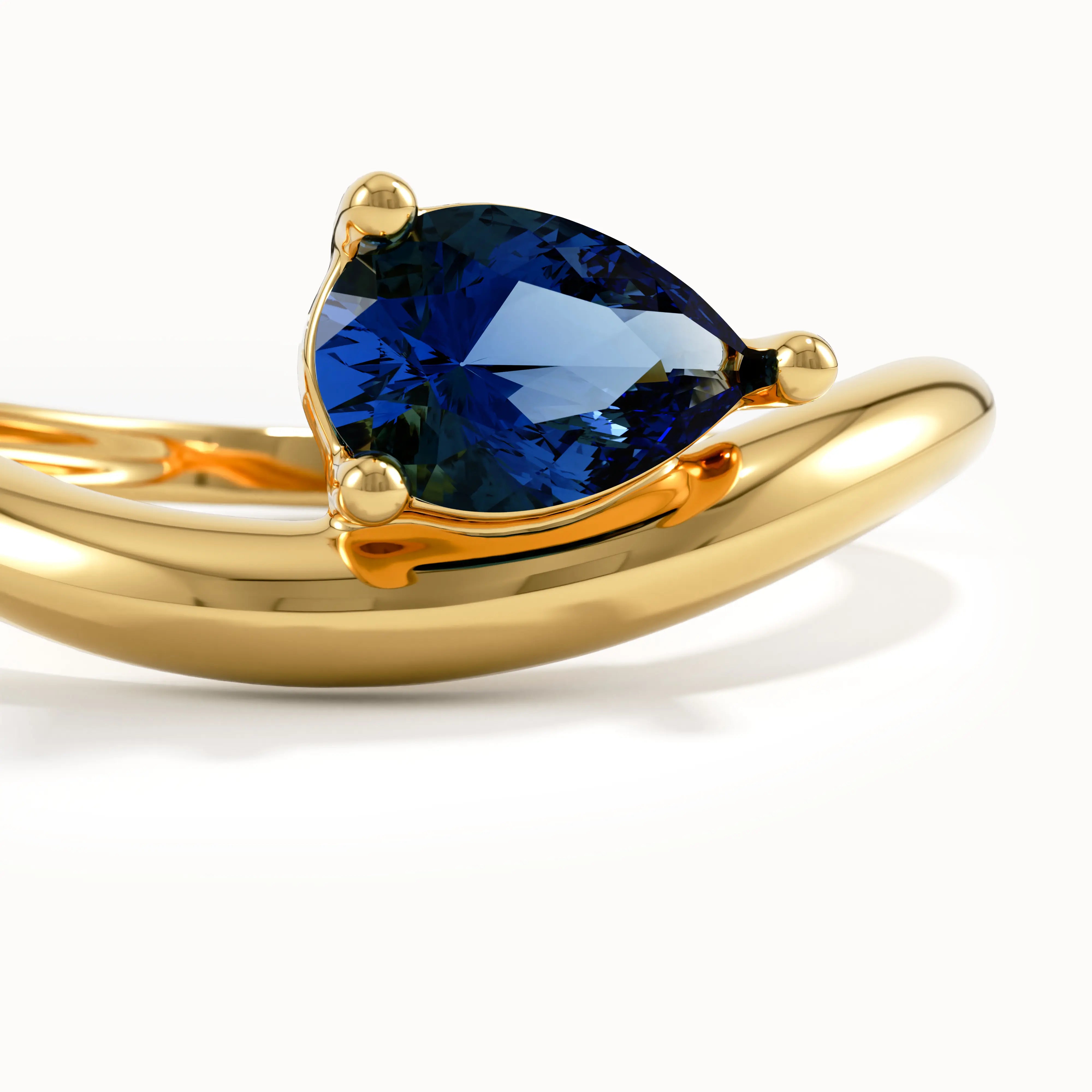Pear Sapphire Wave Engagement Ring - BRENNMORE 