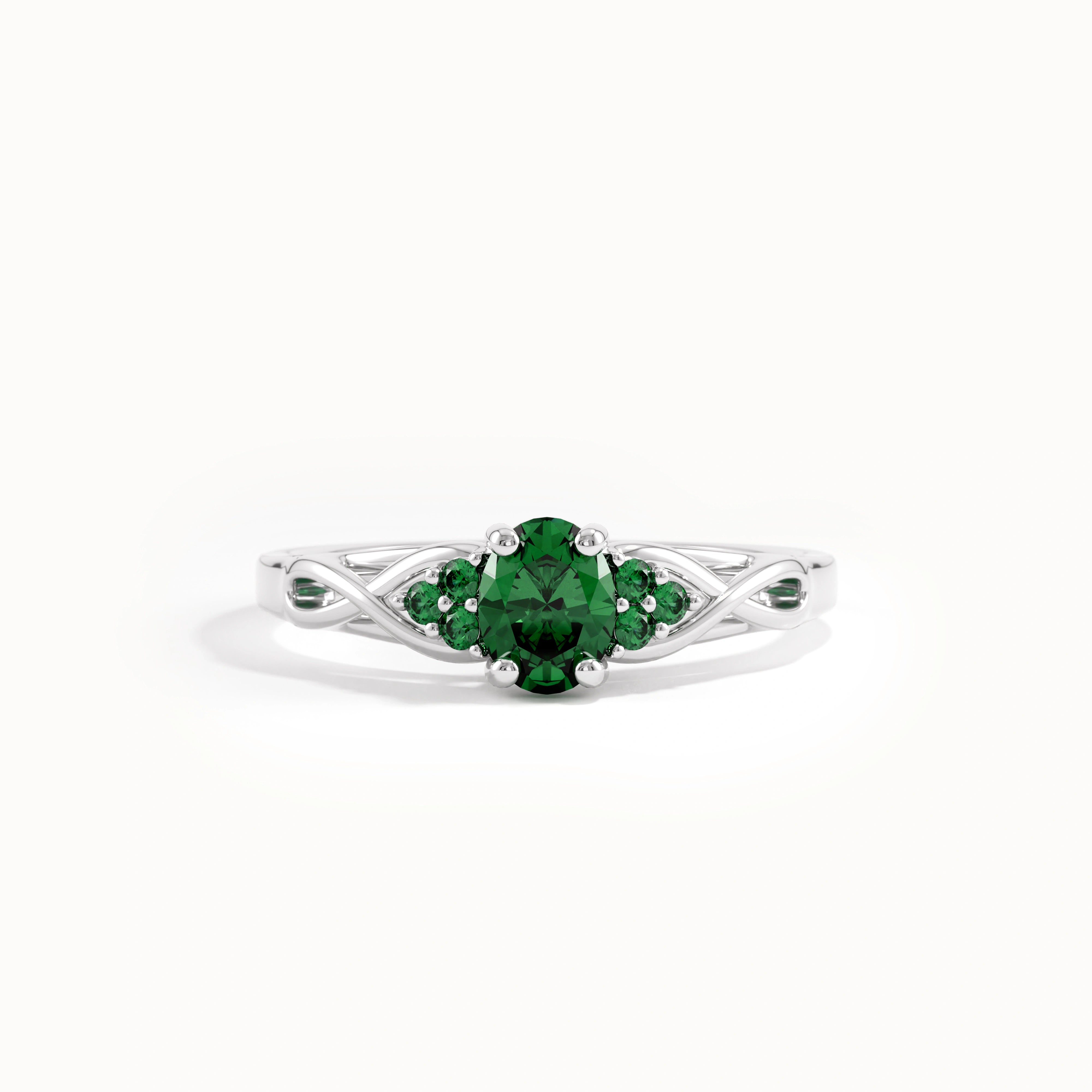 Oval Emerald Engagement Ring