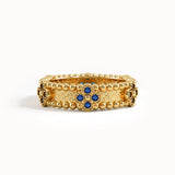 Beaded Cross Sapphire Wedding Band - BRENNMORE 