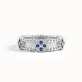 Beaded Cross Sapphire Wedding Band