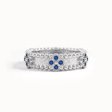 Beaded Cross Sapphire Wedding Band - BRENNMORE 