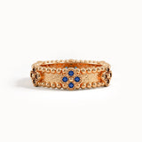 Beaded Cross Sapphire Wedding Band - BRENNMORE 