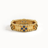 Beaded Cross Sapphire Wedding Band - BRENNMORE 
