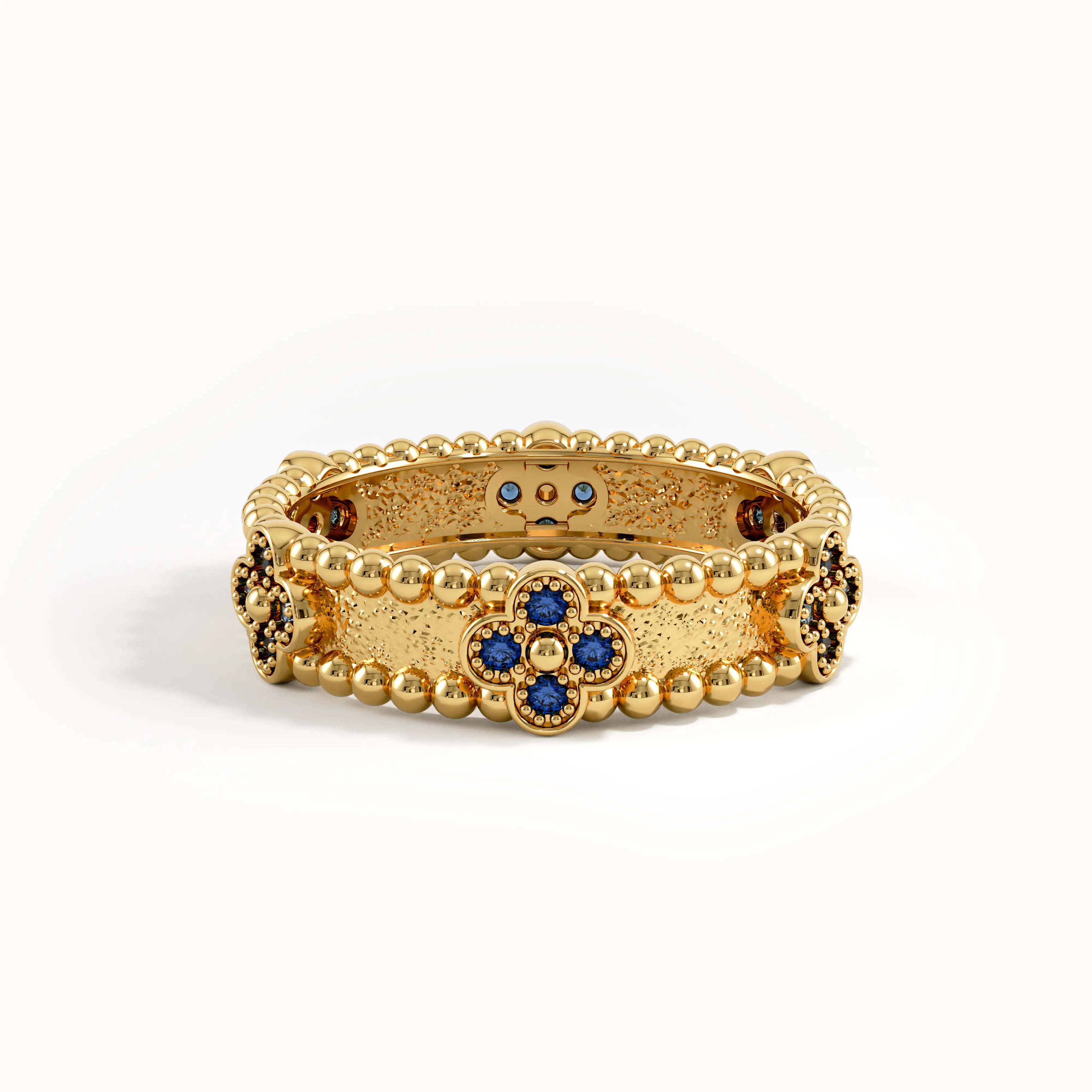 Beaded Cross Sapphire Wedding Band - BRENNMORE 