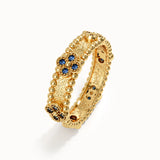 Beaded Cross Sapphire Wedding Band - BRENNMORE 