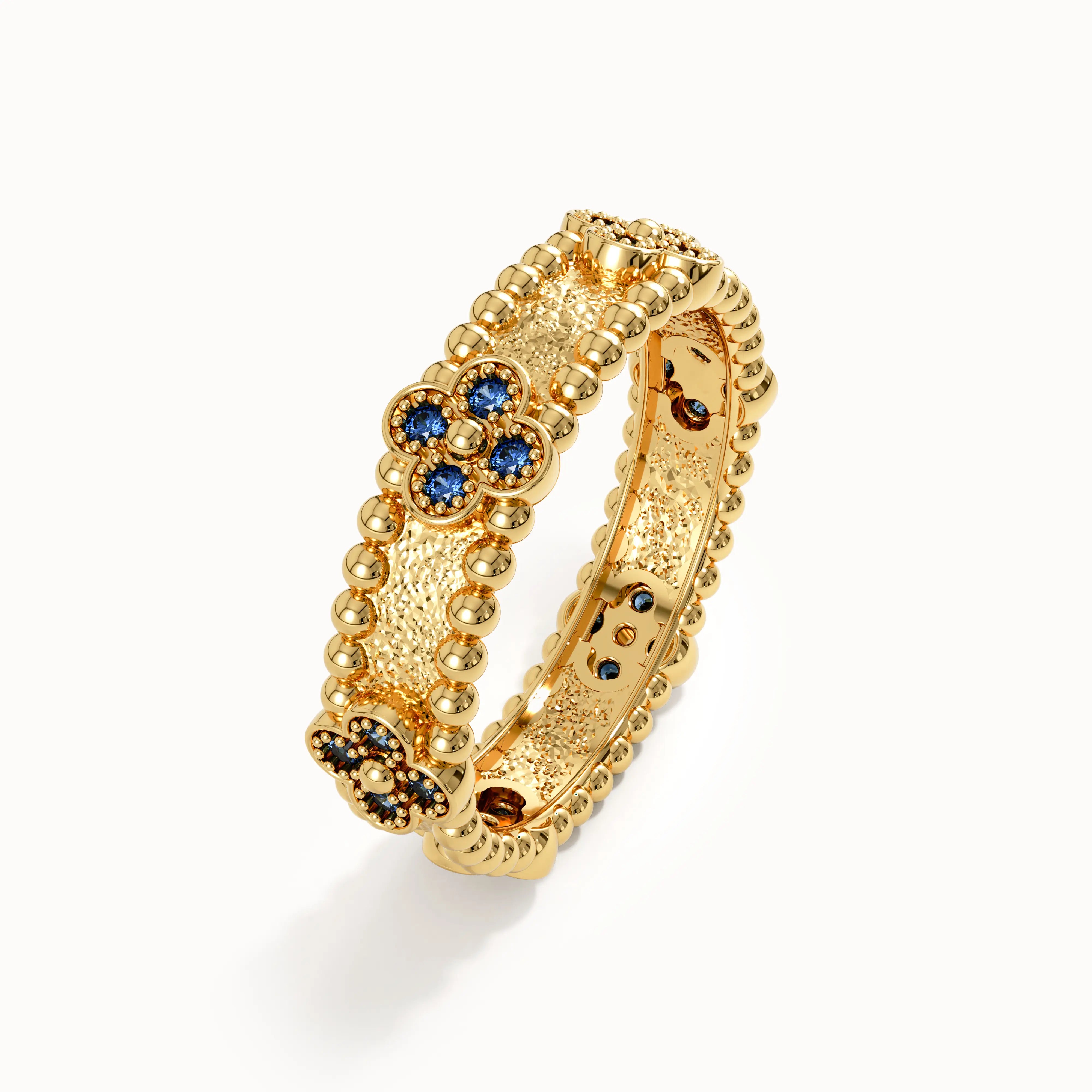 Beaded Cross Sapphire Wedding Band - BRENNMORE 