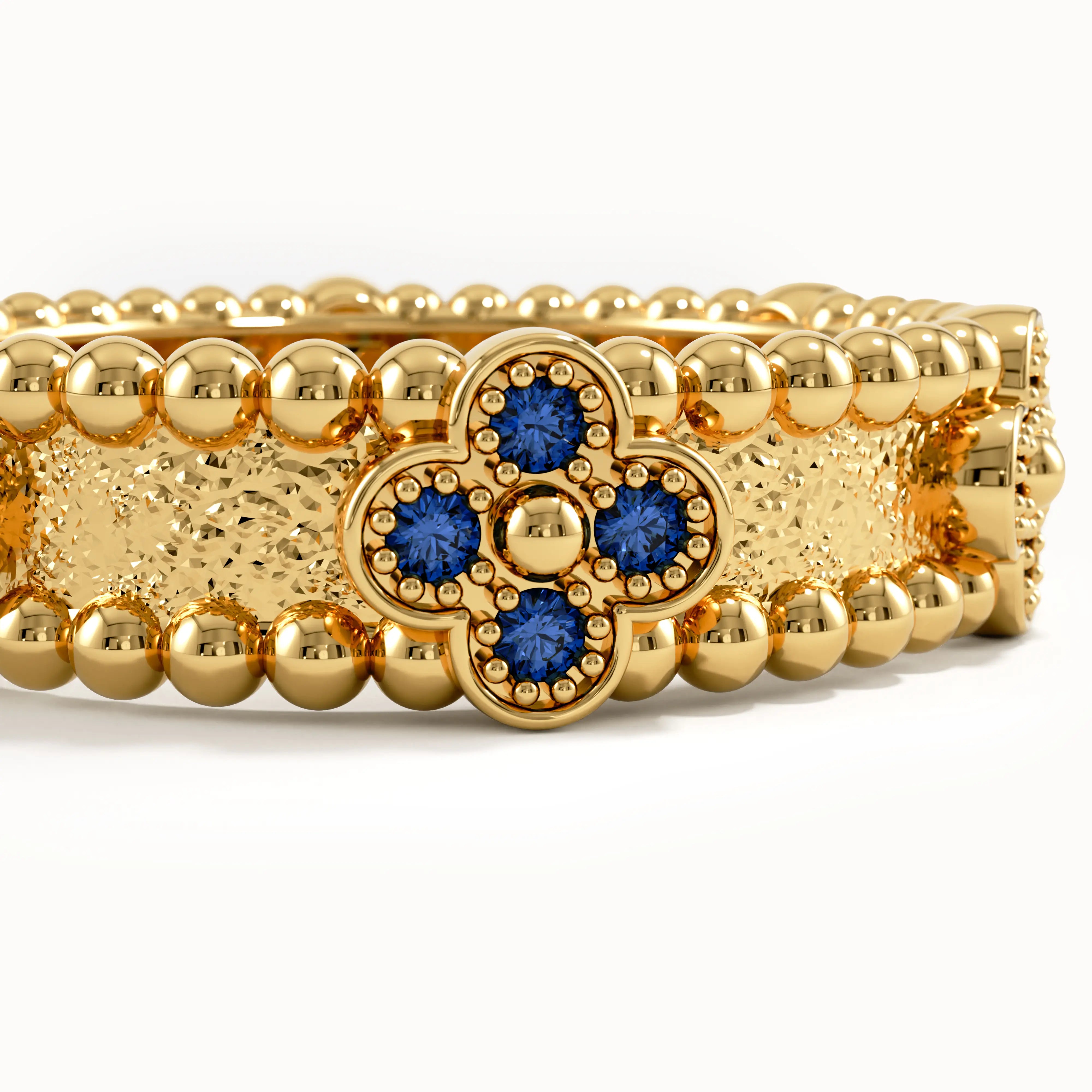Beaded Cross Sapphire Wedding Band - BRENNMORE 