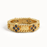 Beaded Cross Sapphire Wedding Band - BRENNMORE 