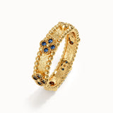 Beaded Cross Sapphire Wedding Band