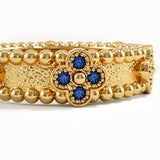 Beaded Cross Sapphire Wedding Band