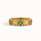 Beaded Cross Emerald Wedding Band - BRENNMORE 