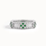 Beaded Cross Emerald Wedding Band - BRENNMORE 
