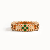 Beaded Cross Emerald Wedding Band - BRENNMORE 
