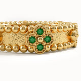 Beaded Cross Emerald Wedding Band - BRENNMORE 