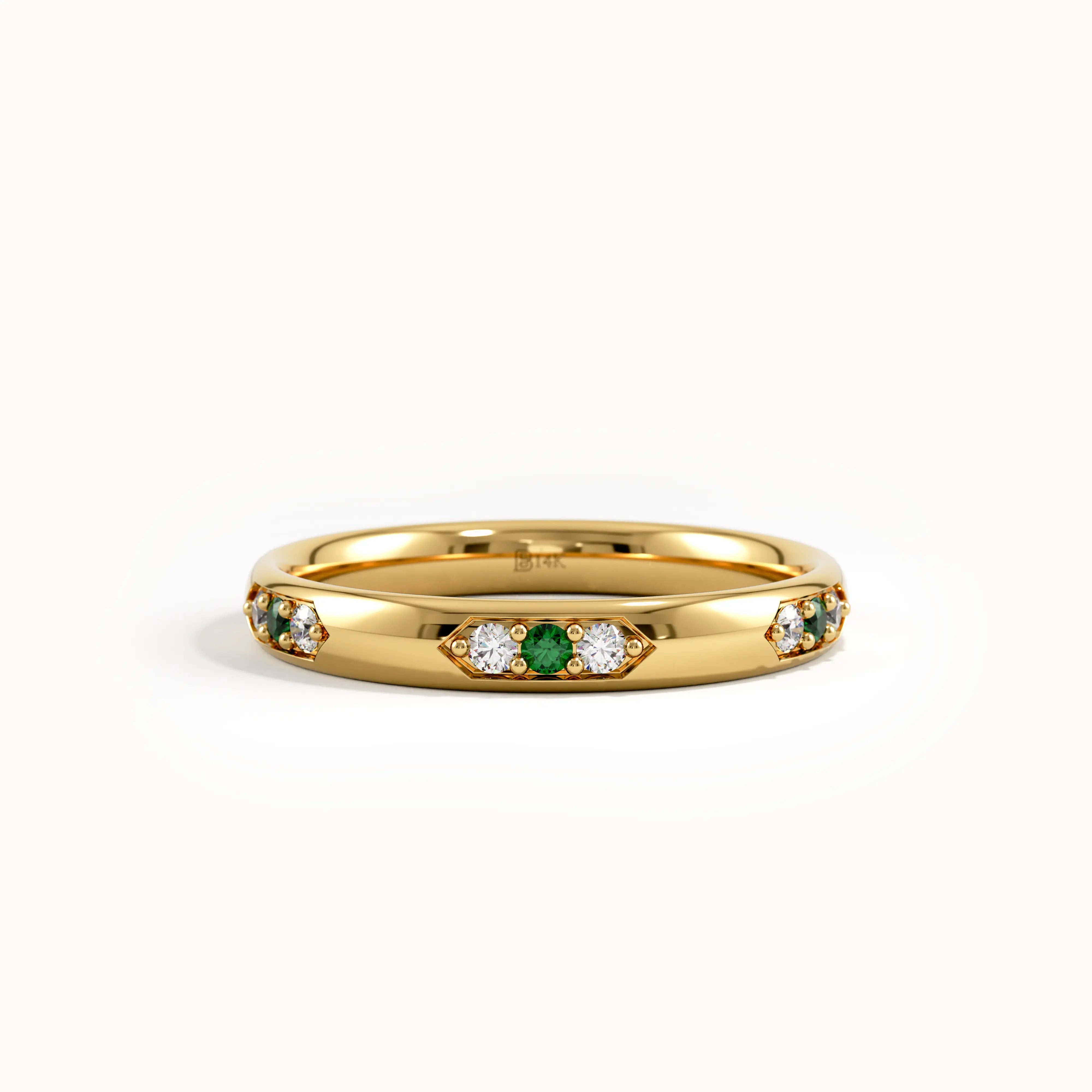 Vintage Emerald Wedding Band - BRENNMORE 