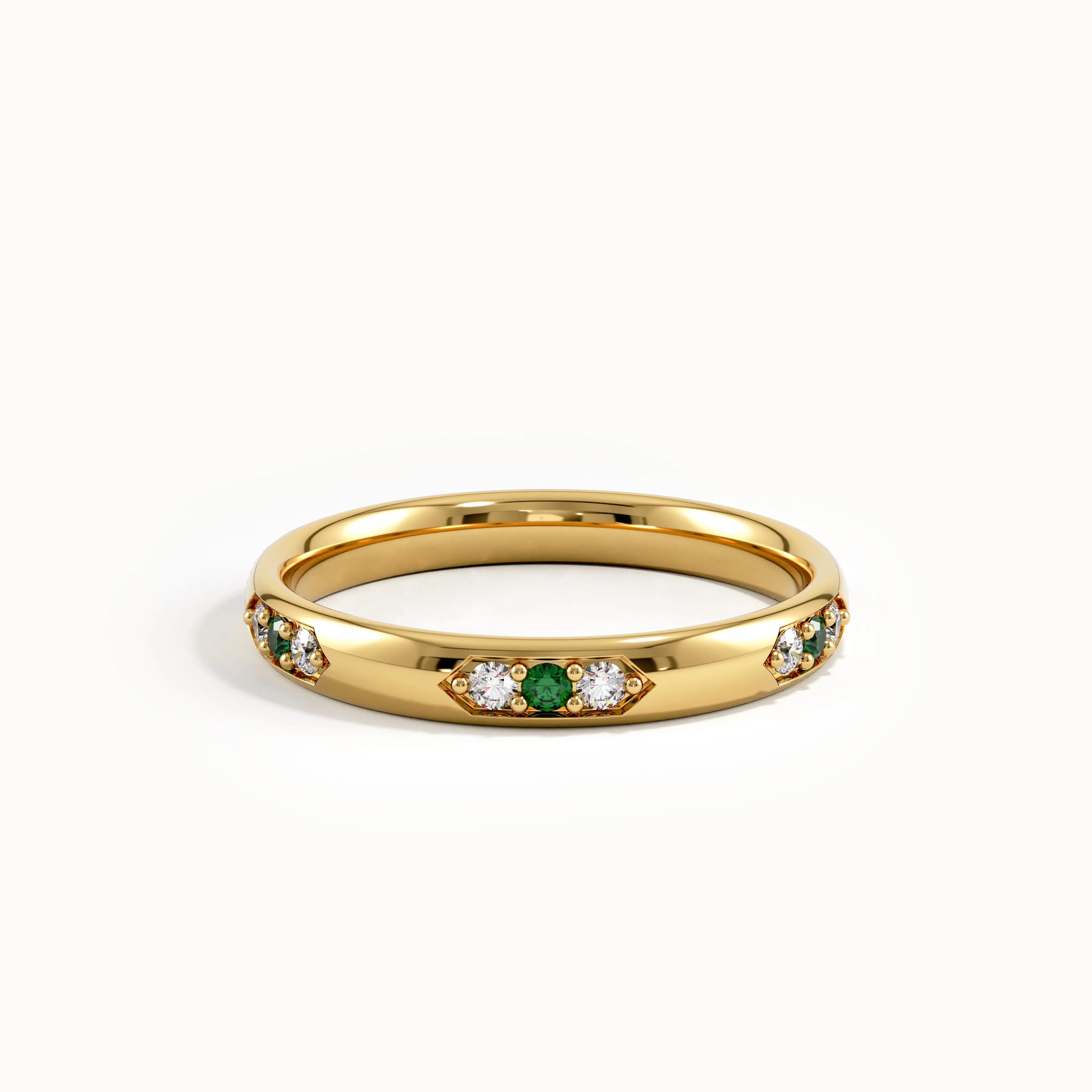 Vintage Emerald Wedding Band - BRENNMORE 