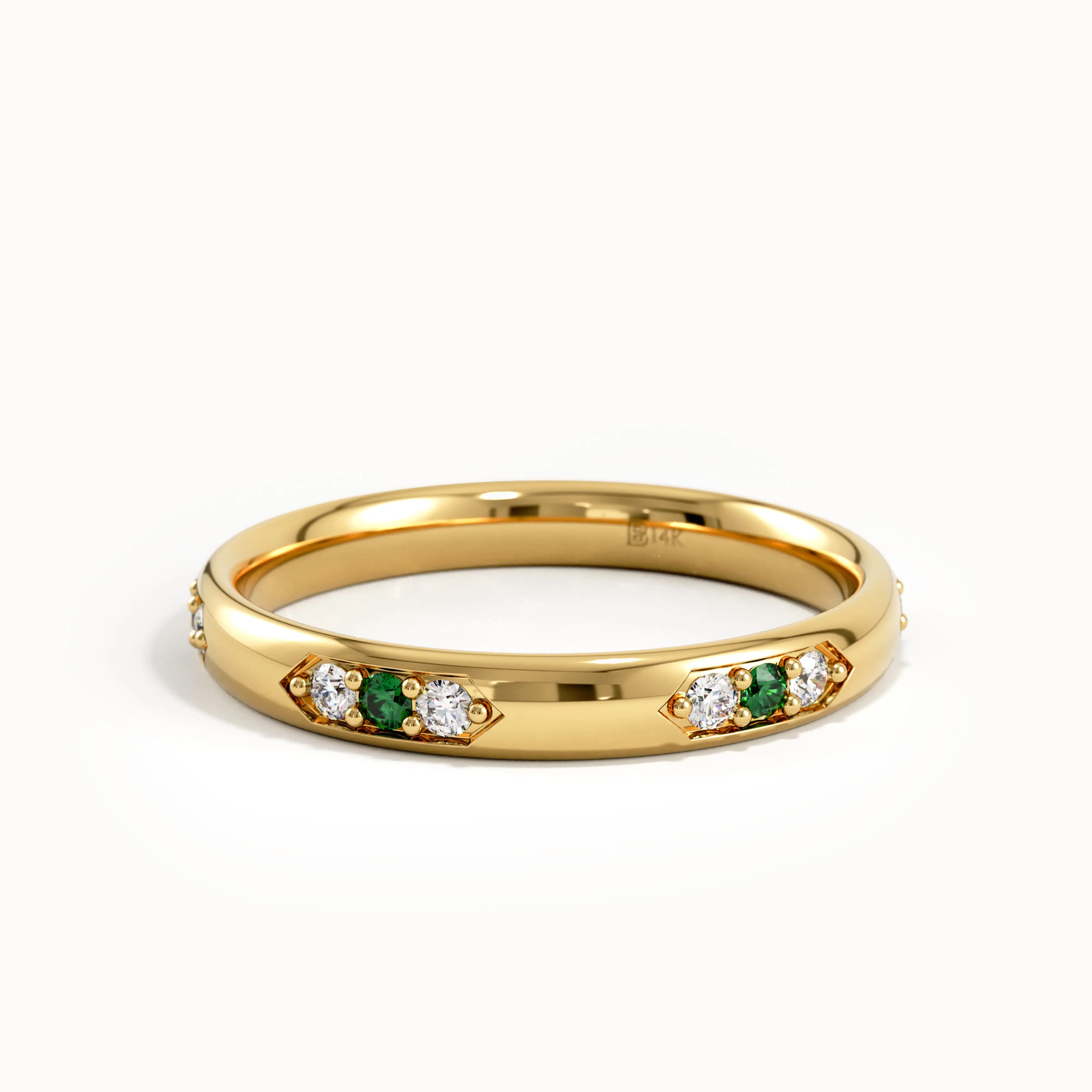 Vintage Emerald Wedding Band - BRENNMORE 
