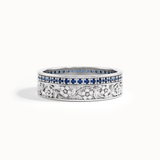 Lab Sapphire Flower Wedding Band My Store
