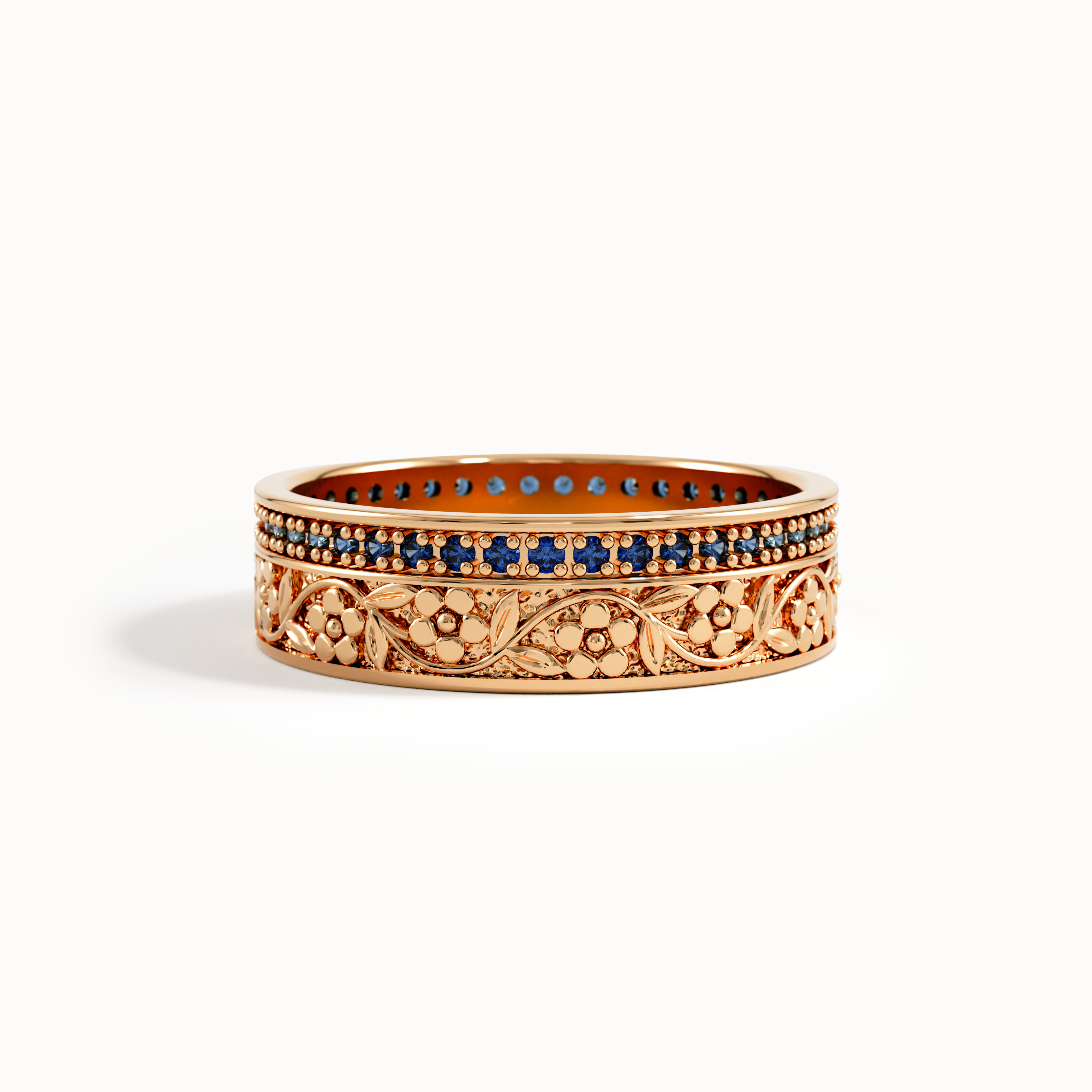 Lab Sapphire Flower Wedding Band My Store