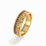 Lab Sapphire Flower Wedding Band My Store