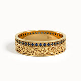 Lab Sapphire Flower Wedding Band My Store