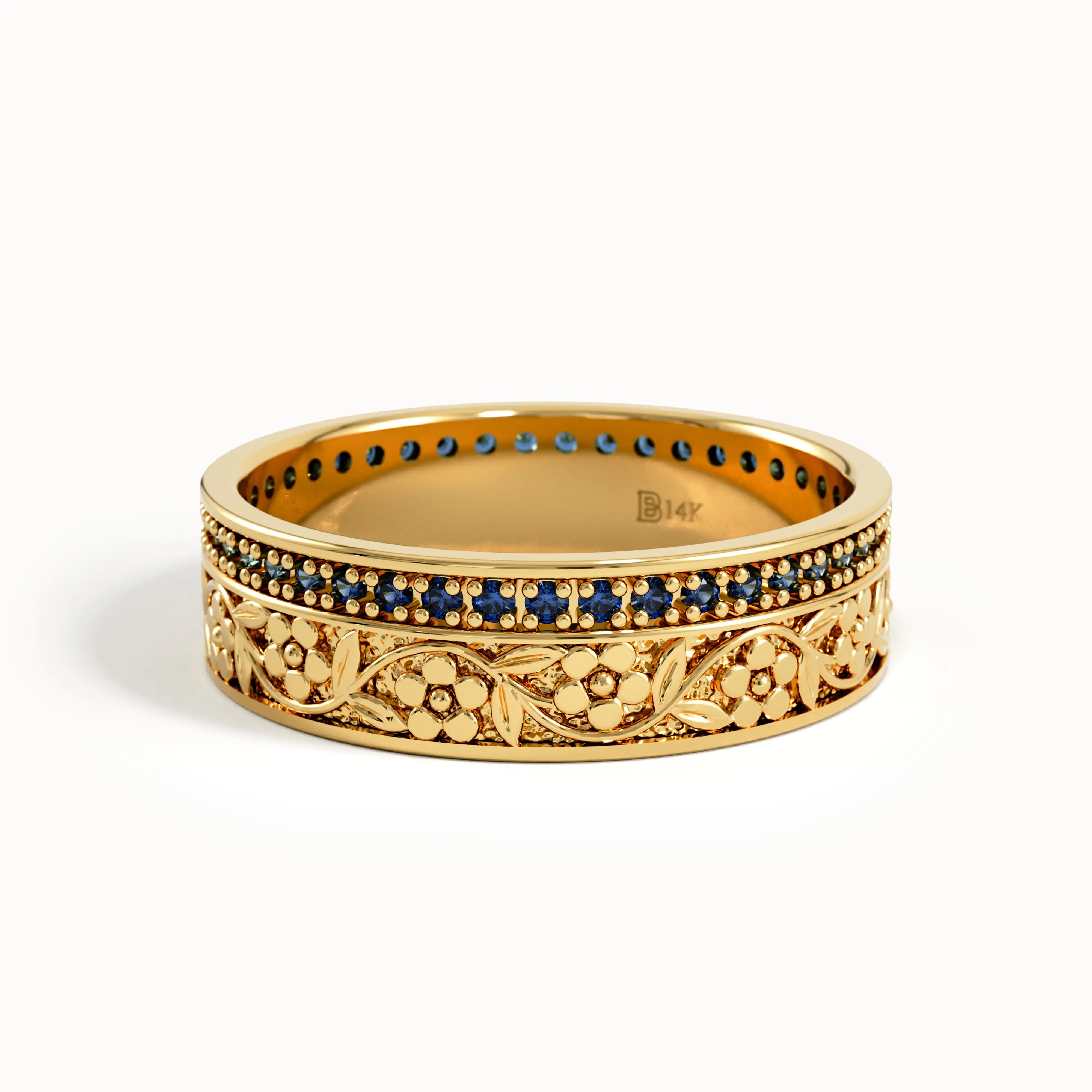 Lab Sapphire Flower Wedding Band My Store