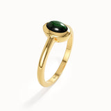 Oval Emerald Dome Engagement Ring