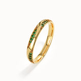 Pave Emerald Dainty Wedding Band - BRENNMORE