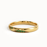 Pave Emerald Dainty Wedding Band - BRENNMORE