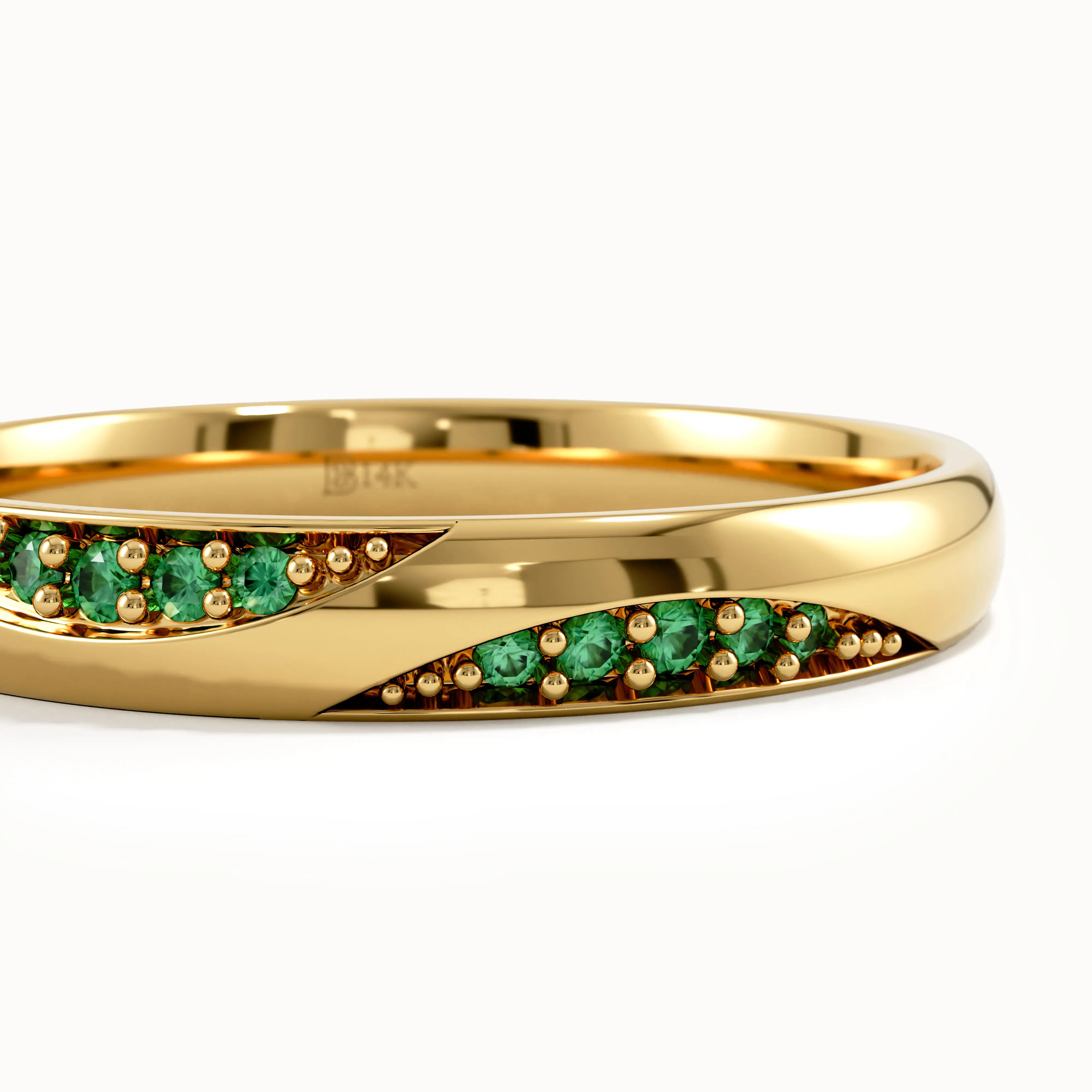 Pave Emerald Dainty Wedding Band - BRENNMORE