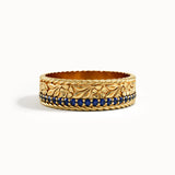 Floral Sapphire Wedding Band