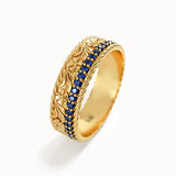 Floral Sapphire Wedding Band