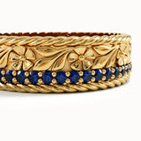 Floral Sapphire Wedding Band