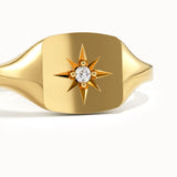 Square Starburst Signet Ring