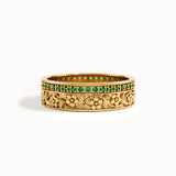 Emerald Flower Wedding Band
