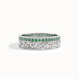 Emerald Flower Wedding Band