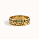 Emerald Flower Wedding Band